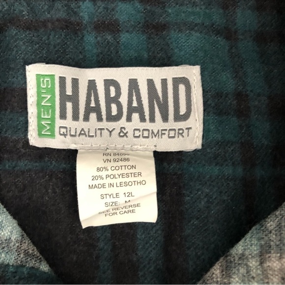 HABAND Quality Comfort Set Of 2 Flannel Button Down Men Size Medium - Picture 8 of 12
